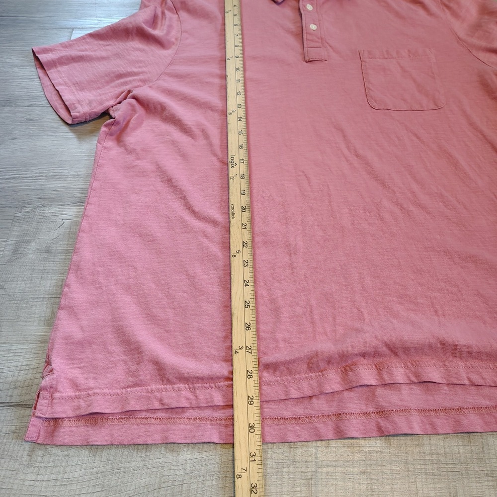 Faherty Sunwashed Organic Cotton Polo Shirt Pink XXL Mens Short Sleeve Pocket - Picture 5 of 8